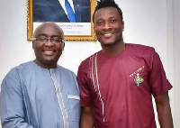 Mahamudu Bawumia (left), Asamoah Gyan (right)