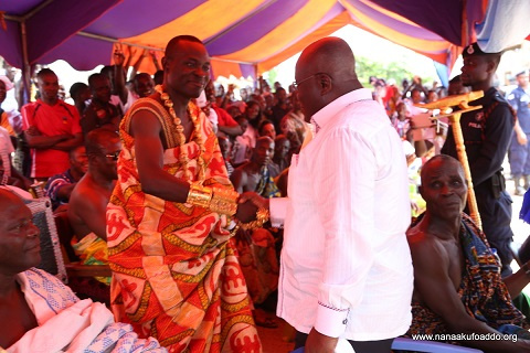 Akufo-Addo in a handshake with Omanhene of Upper Dixcove, Obrempong Hima Dekyi IV