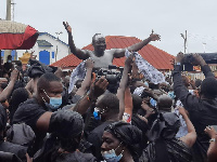 Nana Yaw Sarpong Siriboe being carried high on shoulders afterhis enstoolment