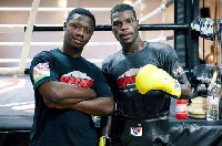 Coach Carl Lokko with Richard Commey