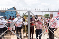 A photo of the commissioning of the borehole in Kadewaso