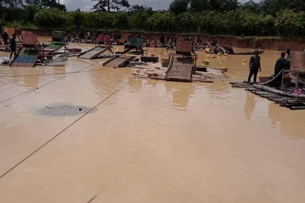 Illegal miners on the River Ankobra