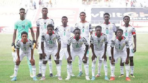 The Black Satellites team line up before the game