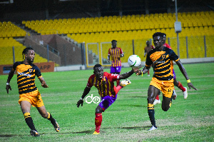 Hearts of Oak winger, Patrick Razak in action against Ashanti Gold