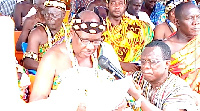 President of Adaklu Traditional Council, Togbega Gbogbi Atsa V, speaking at the durbar