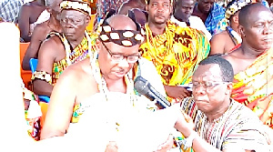 President of Adaklu Traditional Council, Togbega Gbogbi Atsa V, speaking at the durbar