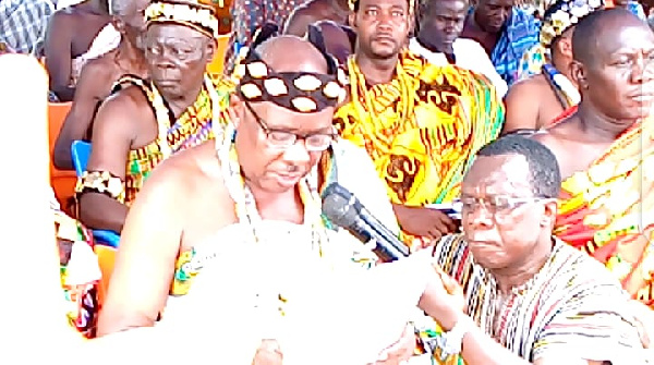 President of Adaklu Traditional Council, Togbega Gbogbi Atsa V, speaking at the durbar