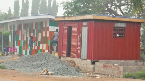 The Presbyterian church claims the construction of containers in front of their premises is illegal