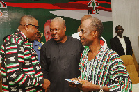 NDC General Secretary, Asiedu Nketia interacting with Ofosu Ampofo and Former President Mahama