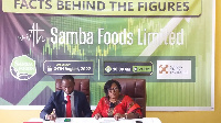 Managing Director of Samba Foods Limited, Dr. Mrs. Leticia Osafo-Addo and a member of her team