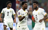 L-R Tariq Lamptey, Daneil Amartey and Thomas Partey