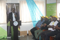 Managing Director of Vivo Energy Ghana, Ebenezer Faulkner addressing participants at the event