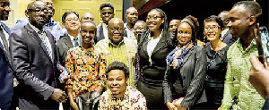 President Akufo-Addo with a section of the Ghanaian community in Rwanda