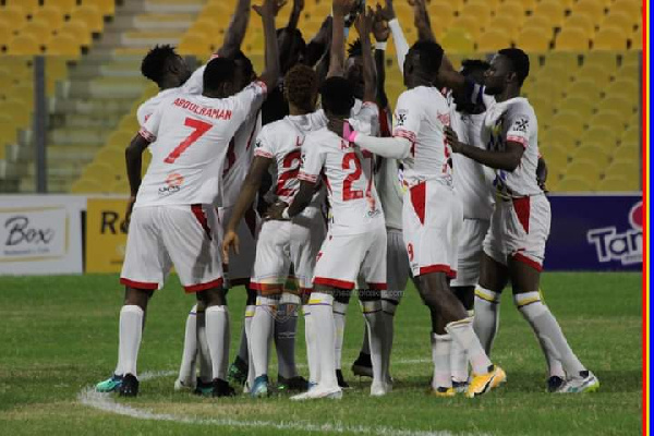 Accra Hearts of Oak SC squad celebrate a goal