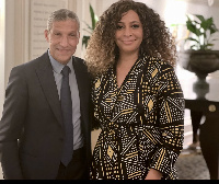 Chris Hughton with Sports journalist, Mimi Fawaz