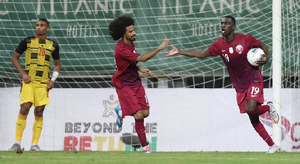 Alexander Djiku reacts after Qatar canceled Ghana's lead in the first half