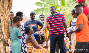 National Organiser of the New Patriotic Party (NPP), Sammi Awuku on the campaign grounds