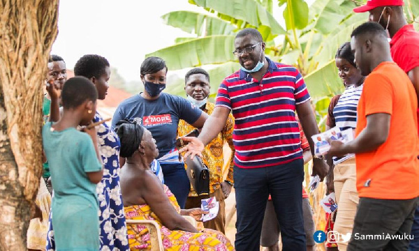 National Organiser of the New Patriotic Party (NPP), Sammi Awuku on the campaign grounds