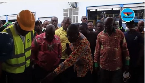 President Akufo-Addo being shown around the plant by Joseph Siaw Agyepong