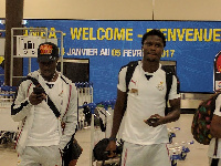 Christian Atsu (left) and Daniel Amartey in Gabon