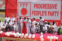 File photo: Founder of PPP, Dr Nduom and some executives of the party on a campaign platform