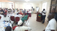 Chief of Staff, Julius Debrah addresses Muslim leaders at a breakfast meeting.