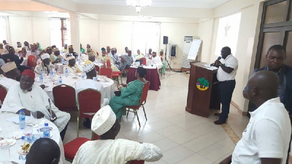 Chief of Staff, Julius Debrah addresses Muslim leaders at a breakfast meeting.