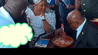 President Akufo-Addo eating Kenkey in Jamestown