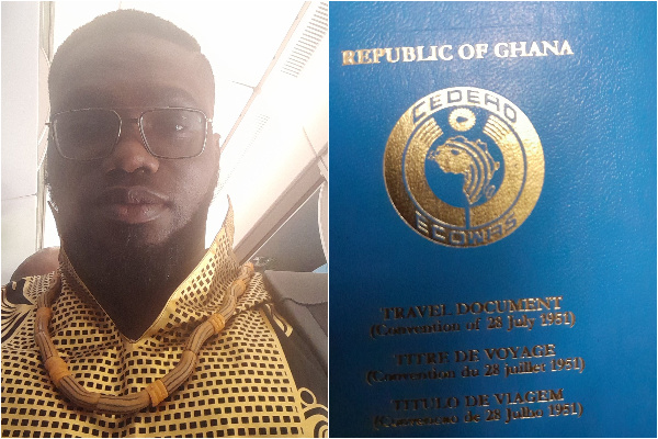 David Hundeyin and his Ghanaian refugee passport