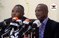 Ibrahim Sani Daara, GFA Spokesperson (R) and Kwesi Appiah, at the conference yesterday