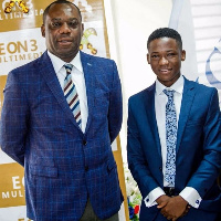 Abraham Attah with Minister for Education, Matthew Opoku Prempeh