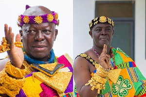 Dormaahene Oseadeyo Agyeman Badu II (right) and Asantehene Otumfuo Osei Tutu II