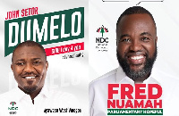 Campaign posters of John Dumelo and Fred Nuamah