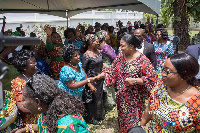 Rebecca Akufo-Addo interacting with market women