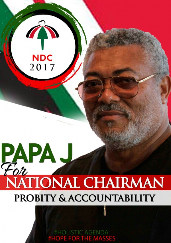 Posters of former President Jerry John Rawlings have popped up announcing him as NDC Chair