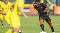 Dutch-born Ghanaian Ernest Poku with the ball