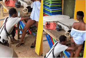 Photographer captured smearing oil on a model