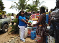 The group donated assorted items, including detergents, diapers, learning materials, others