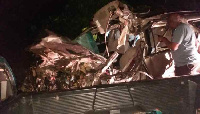 The mangled vehicle of Mr Osei Boakye after the accident