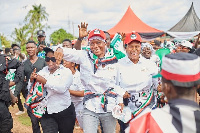 Aspiring MP for Amenfi Central Constituency, Joana Gyan Cudjoe with some party faithfuls