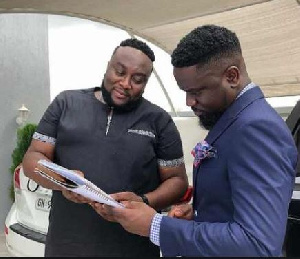 Sarkodie with manager, Angel