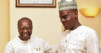 Miniter for Finance, Ken Ofori-Atta with the Leader of the Minority Caucus in  Parliament