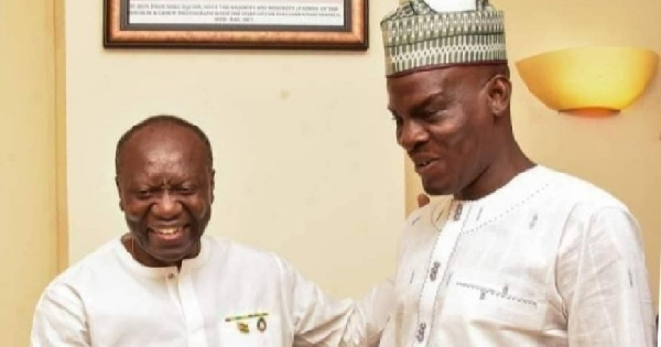 Finance Minister Ken Ofori-Atta (right) with leader of the Miniority Caucus, Haruna Iddrisu