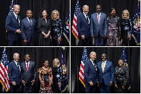 Collage of the Bidens meeting African leaders at a reception in New York