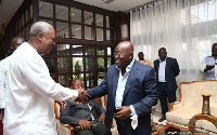 Former President, John Mahama and President Akufo-Addo exchanging pleasantries