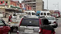 A traffic jam on the Kumasi-Tamale highway