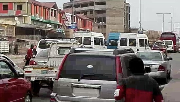 A traffic jam on the Kumasi-Tamale highway