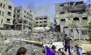 Victims are said to still be buried under the rubble of buildings following strikes on Saturday