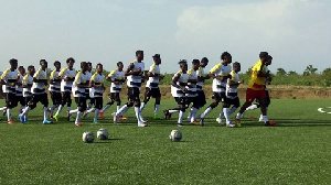 Black Stars B players training with their coaches