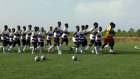 Black Stars B players training with their coaches